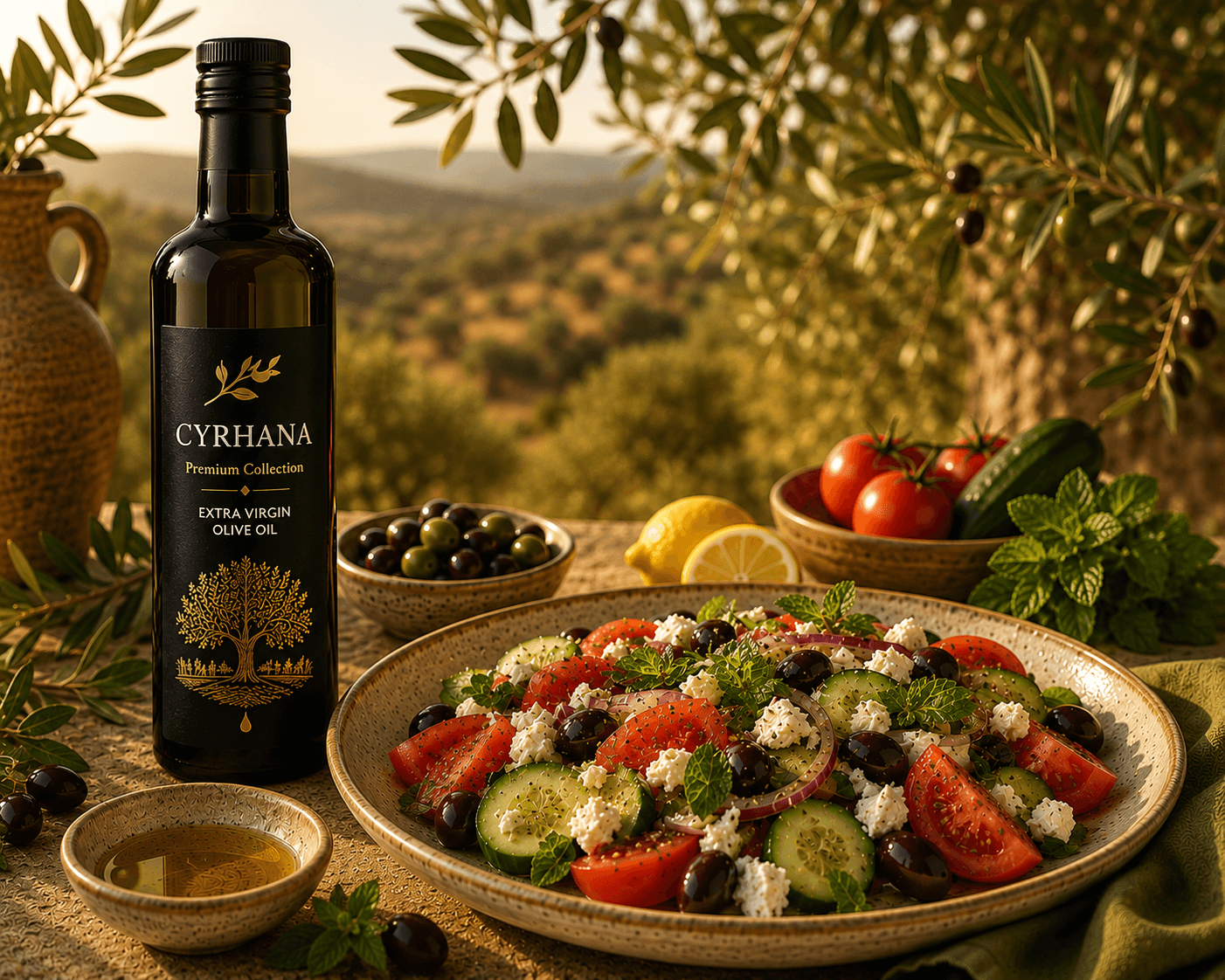 Mediterranean Salad with CYRHANA Dressing